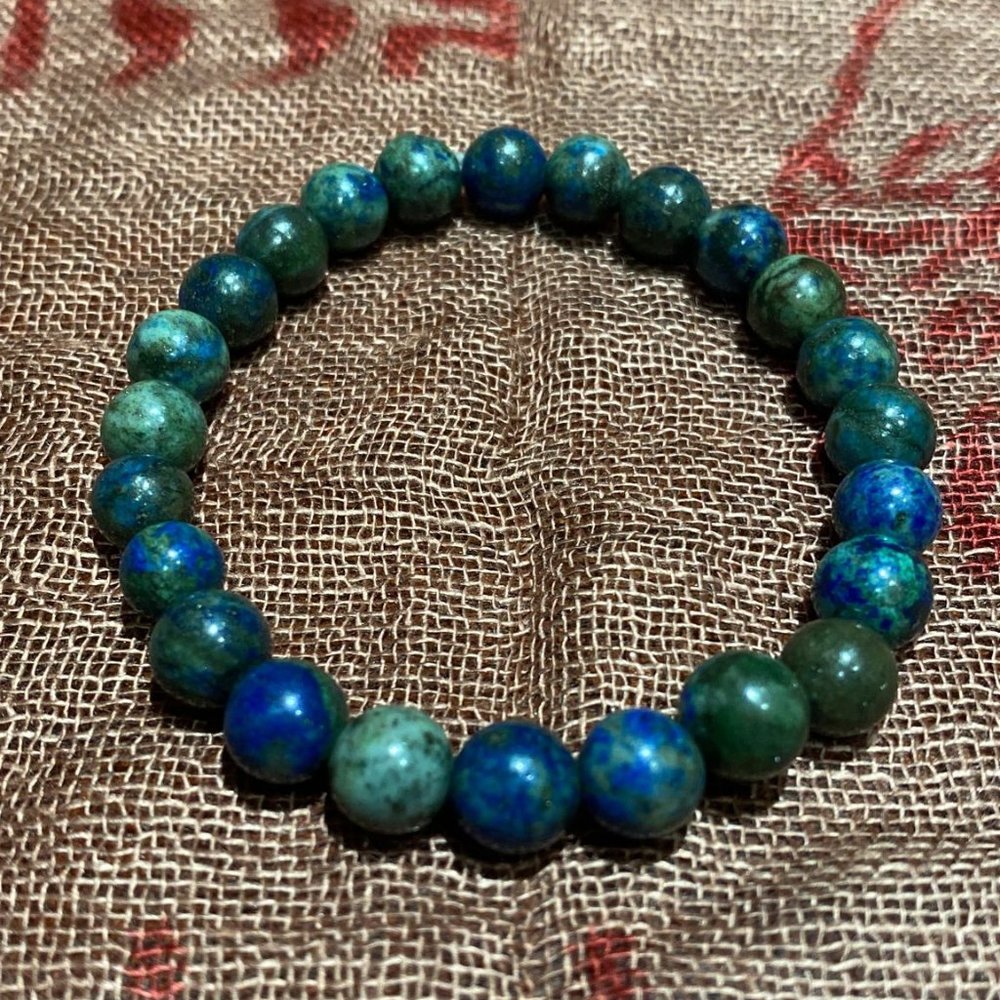 8MM Azurite-Malachite Bead Stretchy Bracelet